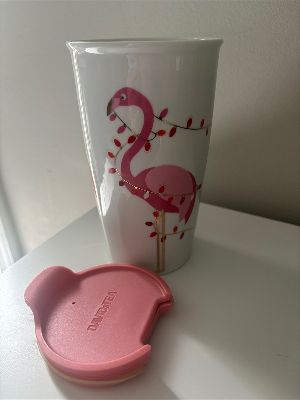 DAVIDs TEA twisted flamingo holiday mug